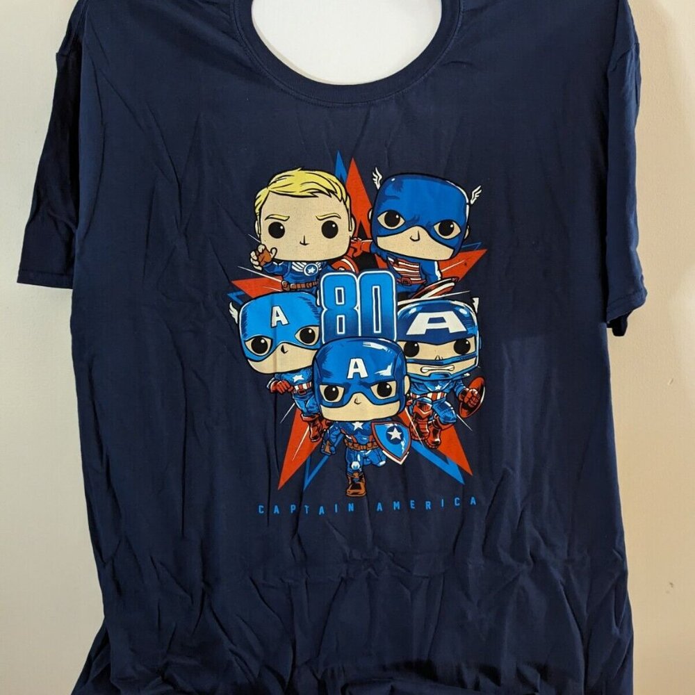 Captain America Marvel  80th Anniversary Navy T-Shirt 3XL